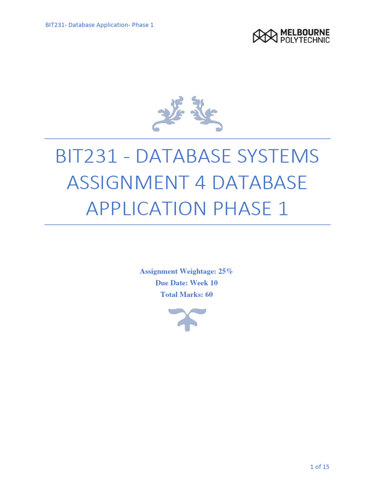 BIT231 Database Application Phase 1 | PDF | Relational Database | Data ...