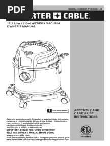 Porter-Cable PCX18301 4 Gallon Wet Dry Vac Manual From Amzn