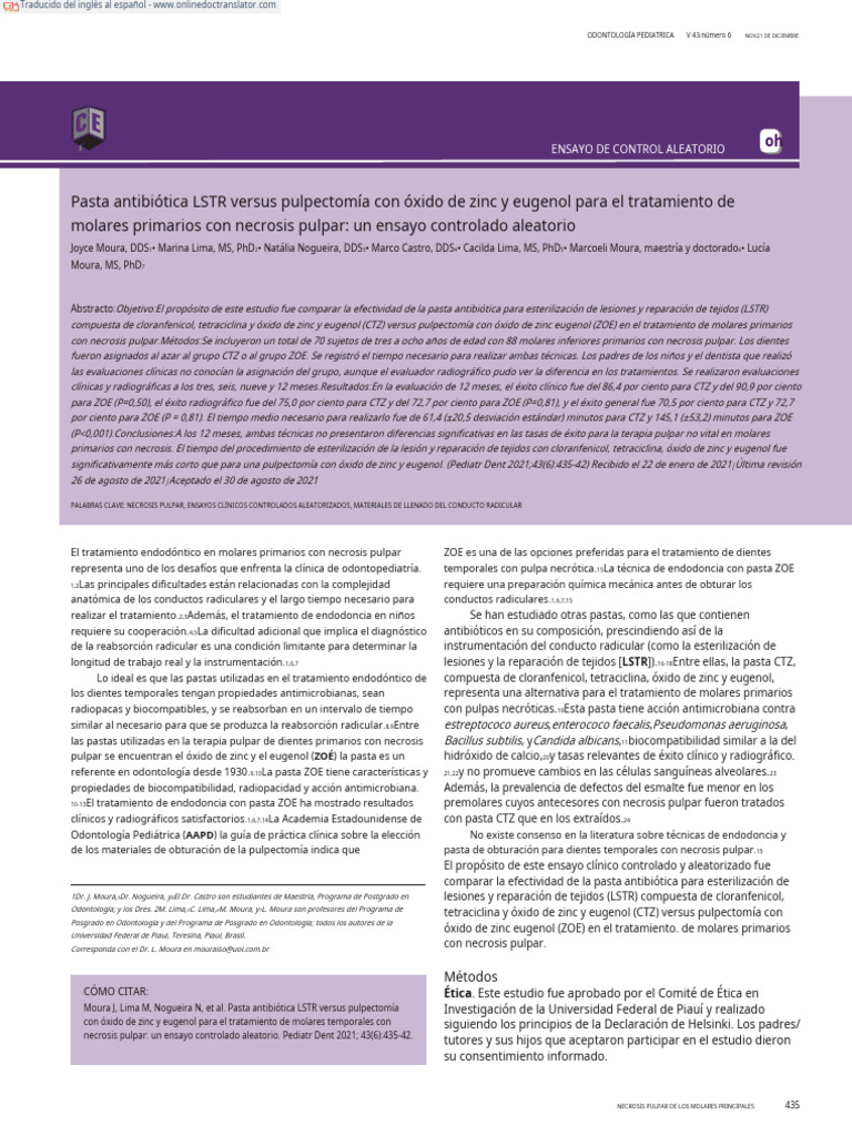 LSTR VS Pulpectomia | PDF | Medicina CLINICA | Medicina