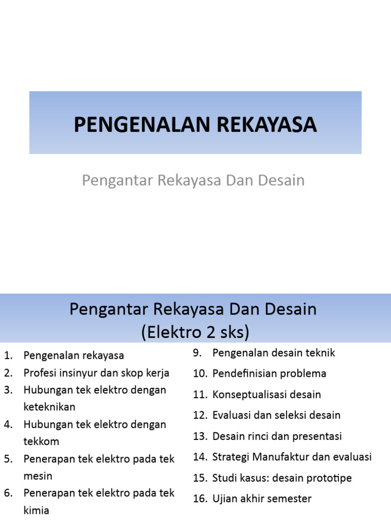 Pengenalan Rekayasa dan Desain Teknik | PDF