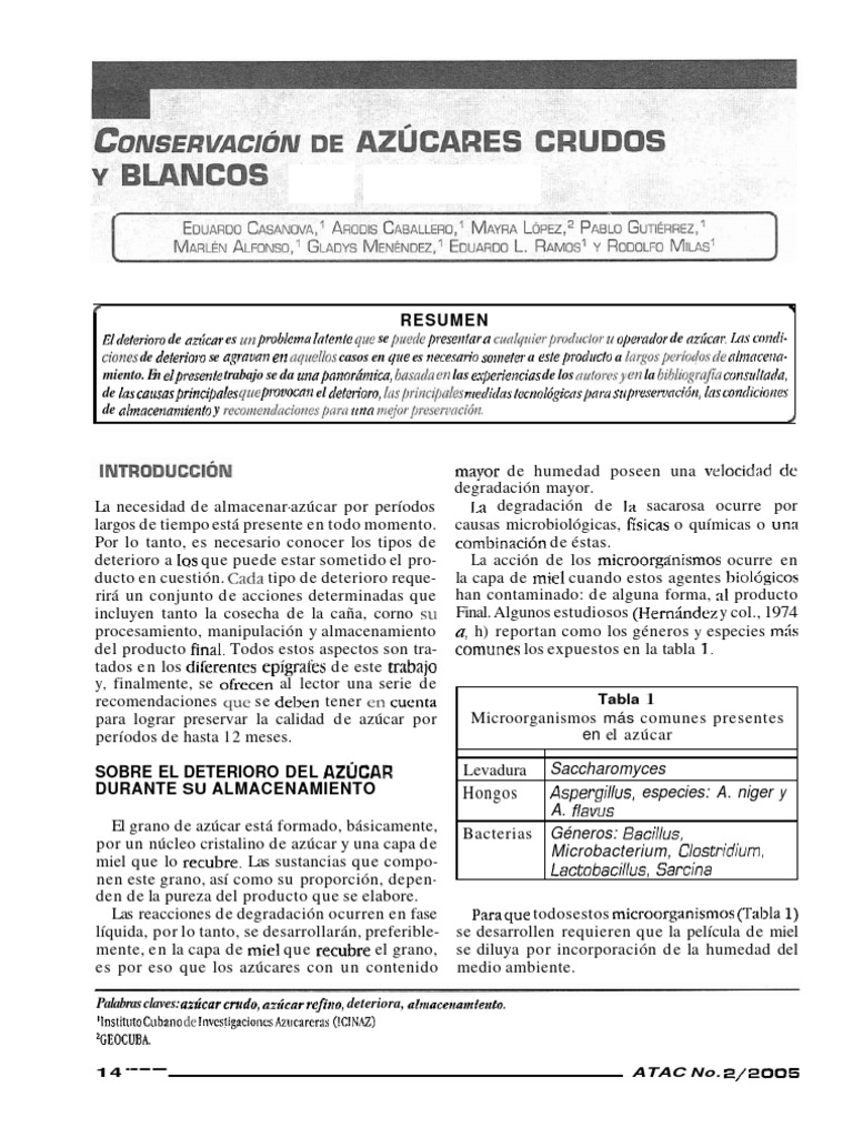 Deterioro del azúcar en almacenamiento | PDF | Azúcar | Dieta y nutrición