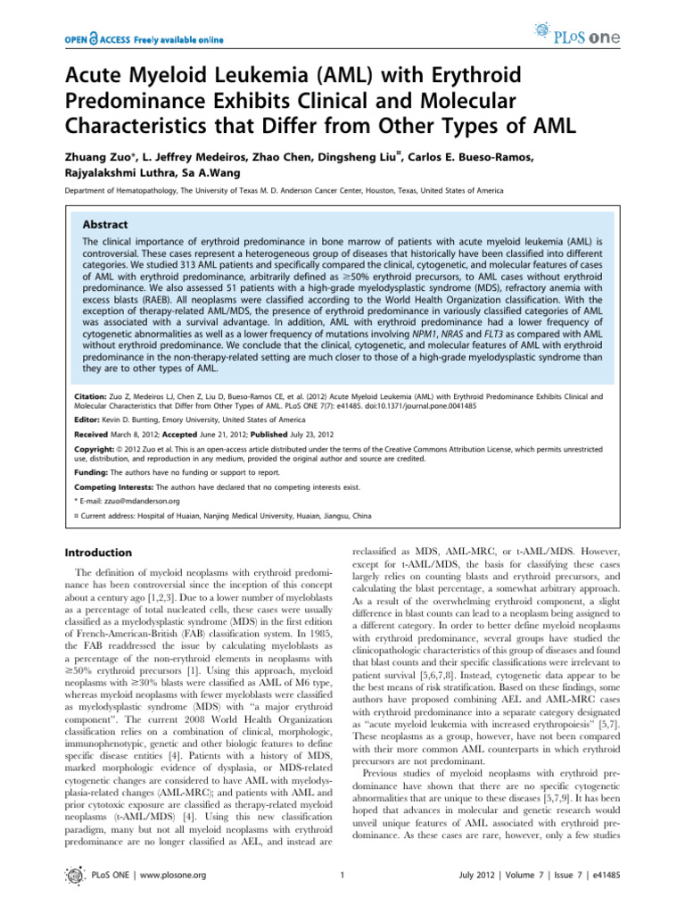 Acute - Myeloid - Leukemia - (AML) - W (Jurnal HEMA) | PDF | Biology ...