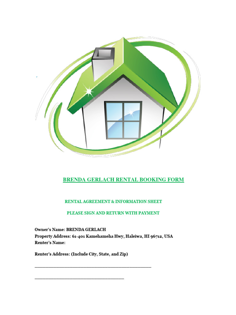 Brenda Gerlach Rental Agreement Form | PDF | Renting | Fee
