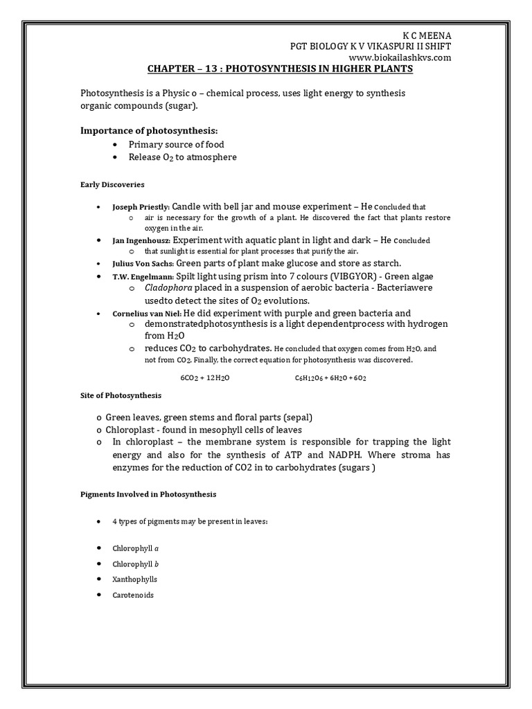 Photosynthesis in Higher Plants Overview | PDF | Photosynthesis ...