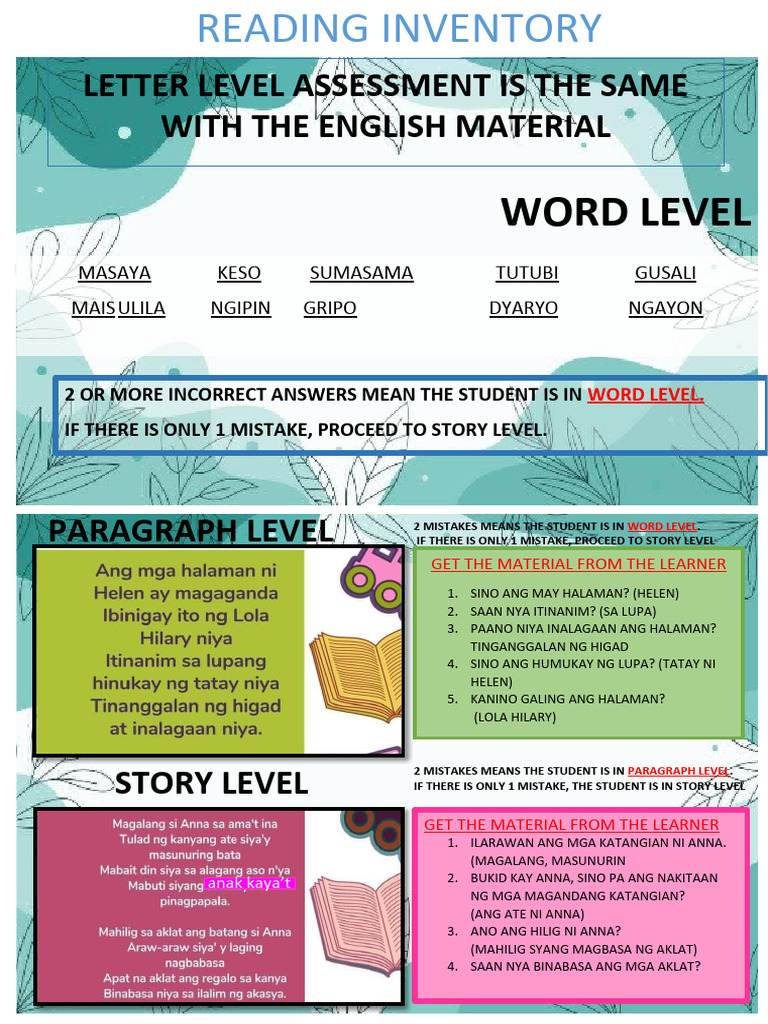 Filipino Reading Tool Pdf