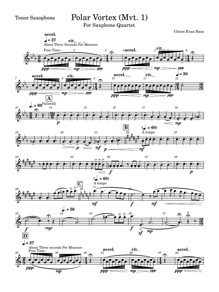 Polar Vortex for Saxophone Quartet | PDF | Popular Music | European ...