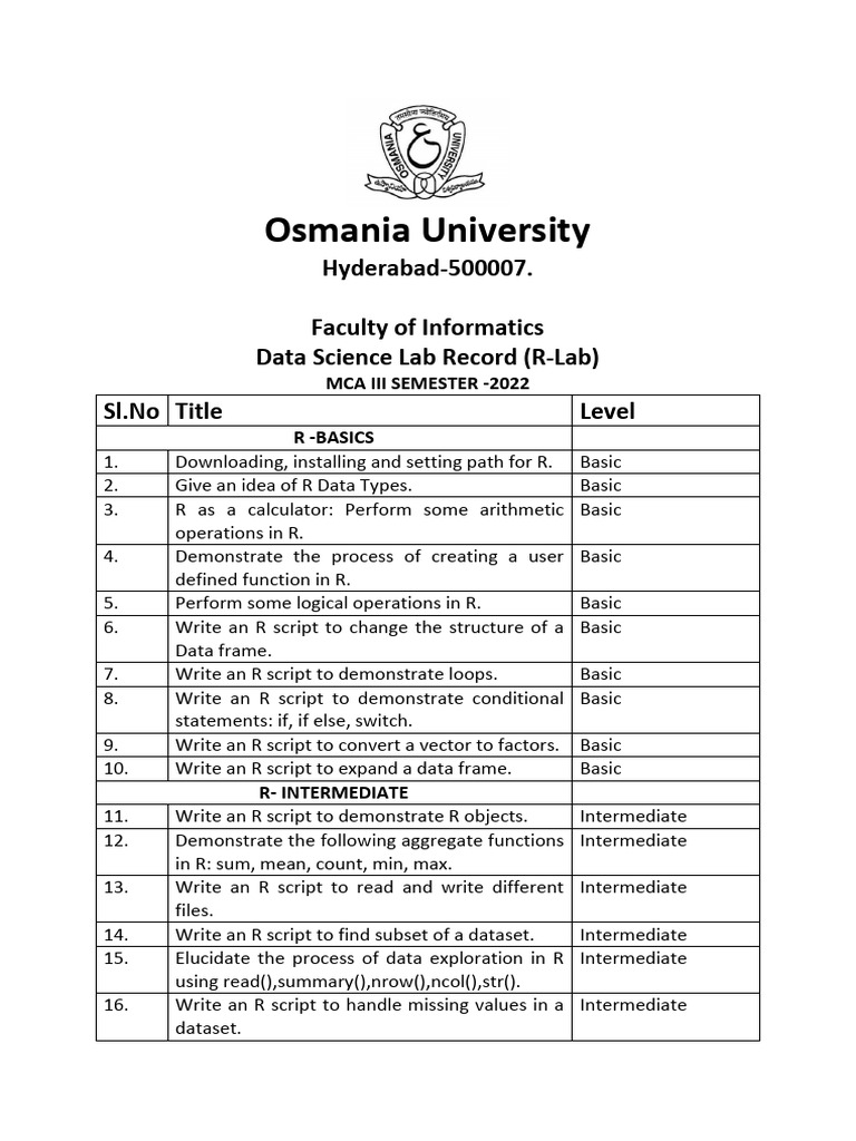 Data science lab manual r lab mca iii semester pdf time series