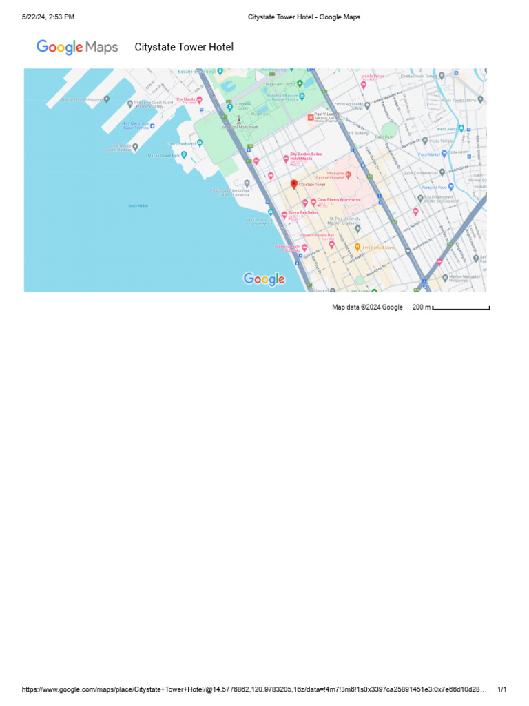 Citystate Tower Hotel Location Map | PDF | Art | Computers