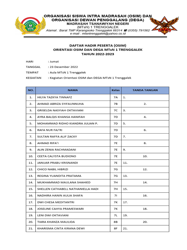 1-Daftar Hadir Peserta | PDF