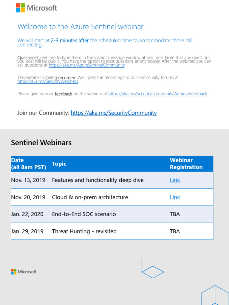Azure Sentinel Webinar Overview | PDF | Cloud Computing | Microsoft Azure