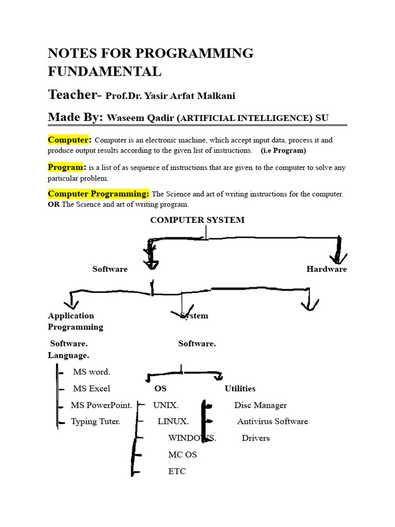 Programming Notes With Type Declaration... | PDF | Operating System ...