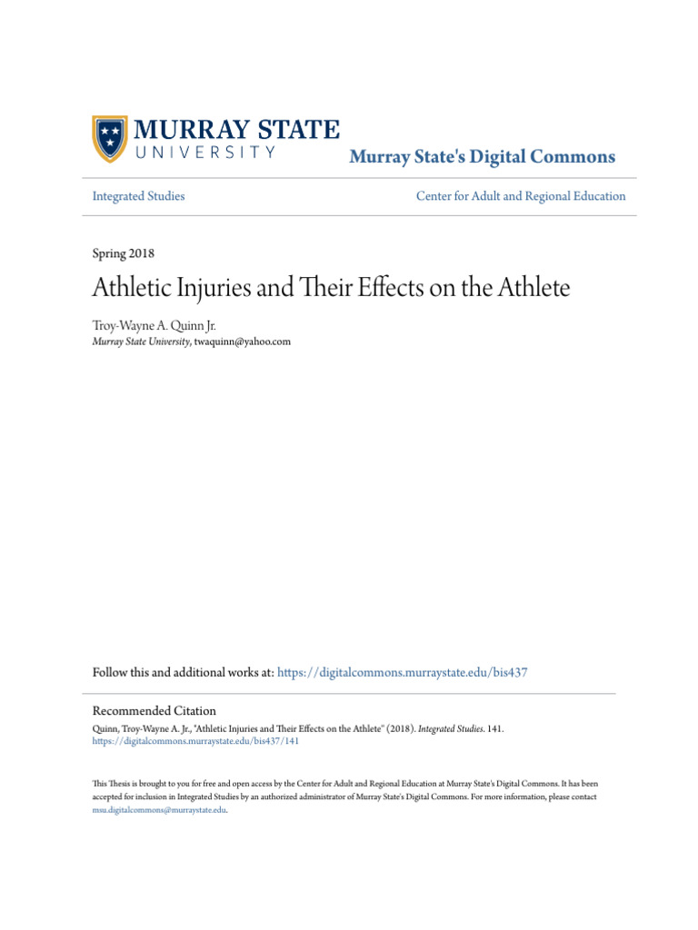 Athletic injuries and their effects on the athlete pdf shoulder