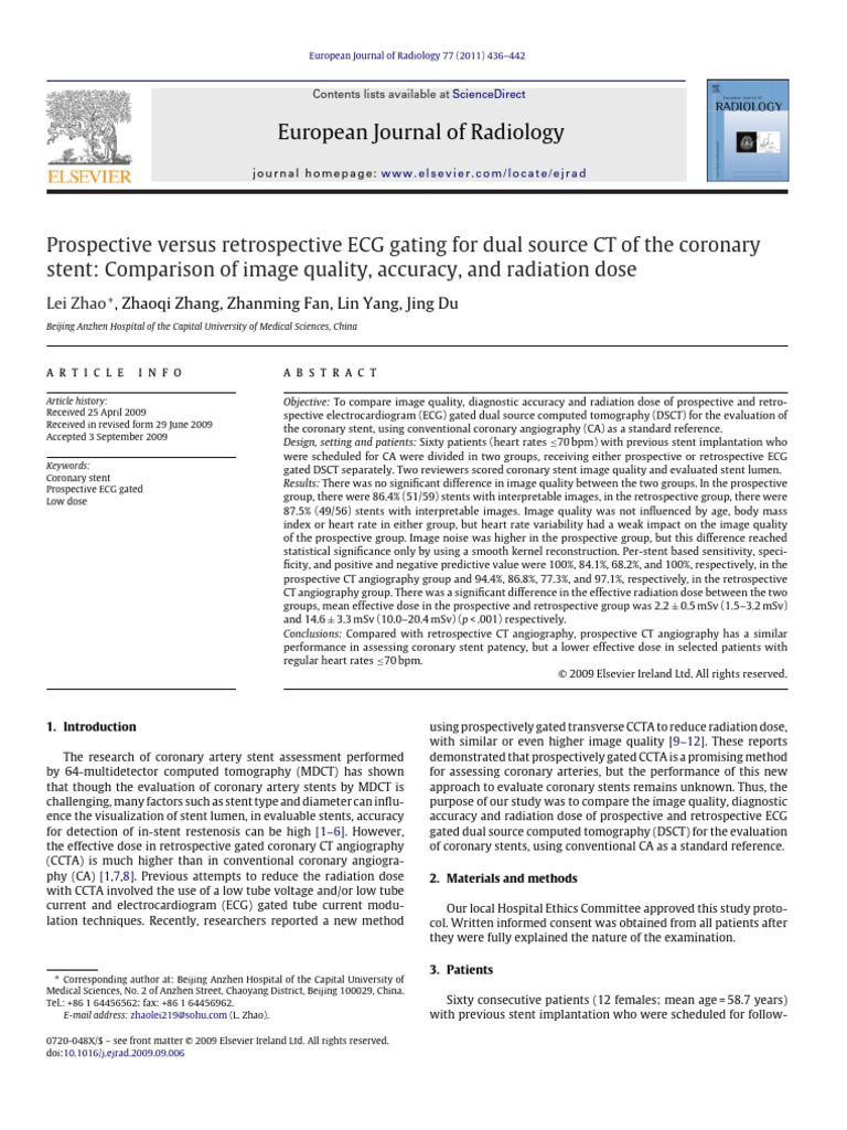 Prospective Versus Retrospective Dsct Pdf Ct Scan Cardiovascular