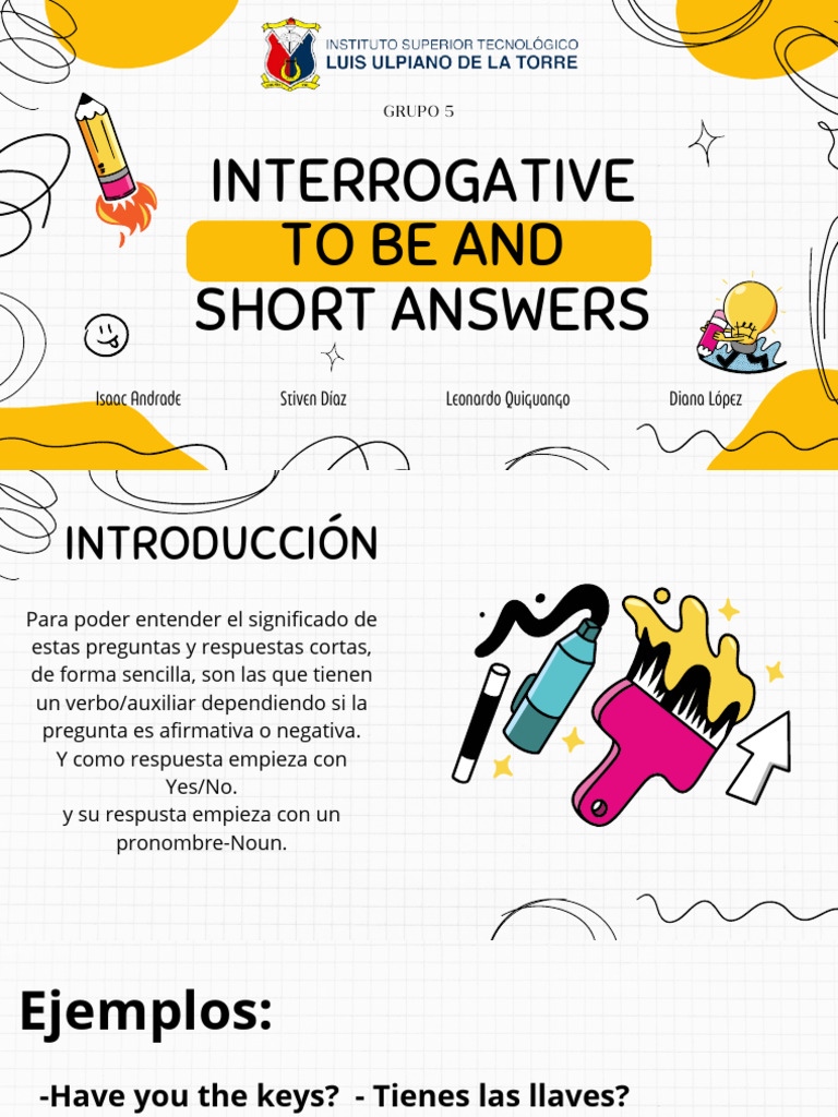 Interrogative To Be and Short Answers 2024 | PDF