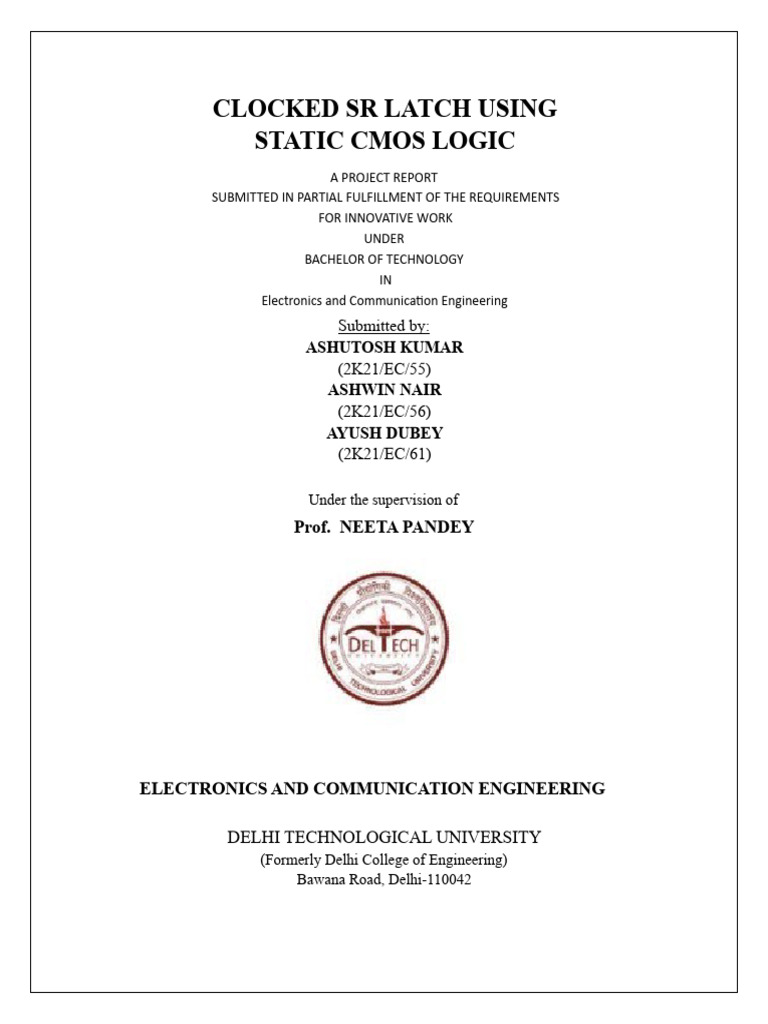 CLOCKED SR LATCH USING STATIC CMOS | PDF | Logic Gate | Electronic Circuits