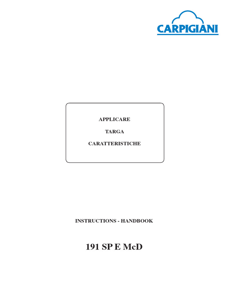 CARPIGIANI 191 SERVICE MANUAL intelligence overview