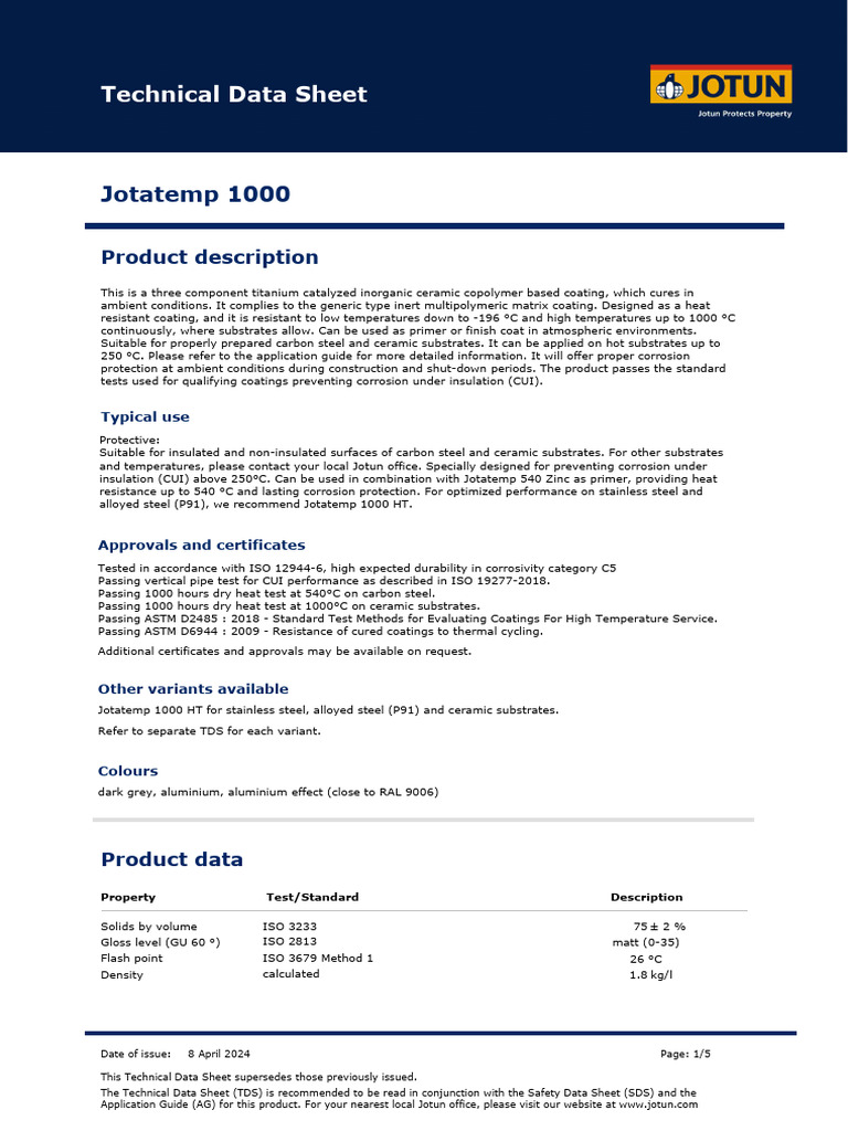 Jotatemp 1000 PDF Corrosion Steel