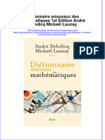 Full Download Dictionnaire Amoureux Des Mathematiques 1St Edition Andre Deledicq Mickael Launay Online Full Chapter PDF