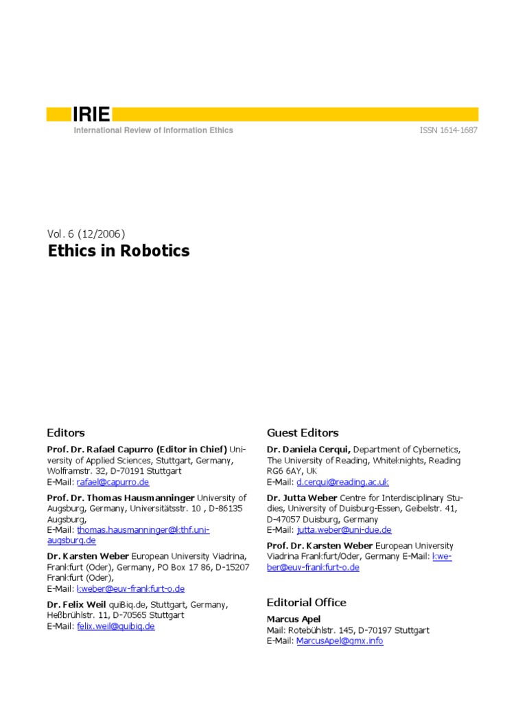 Ethics Robotics Autonomy Robot