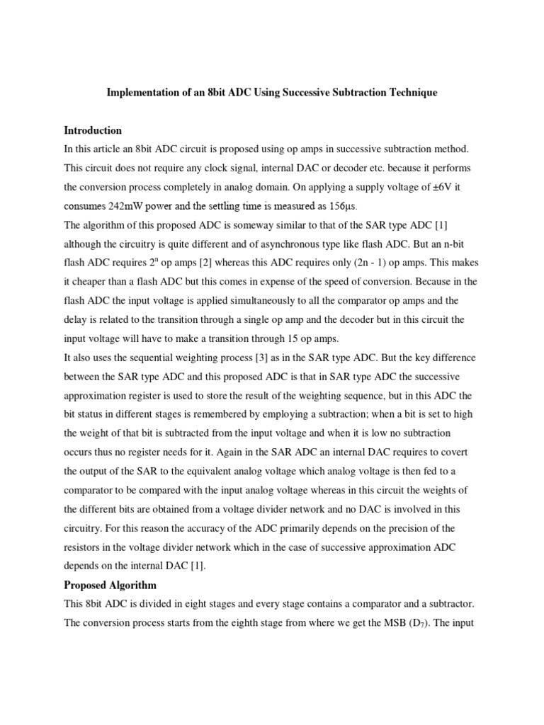 Implementationofan 8 Bit Successive Subtraction ADC | PDF | Analog To ...