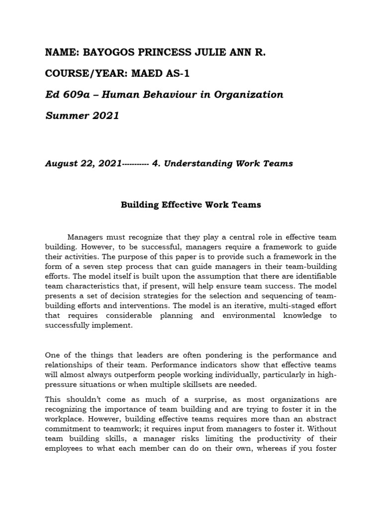 Seven Steps to Effective Team Building | PDF | Team Building | Leadership