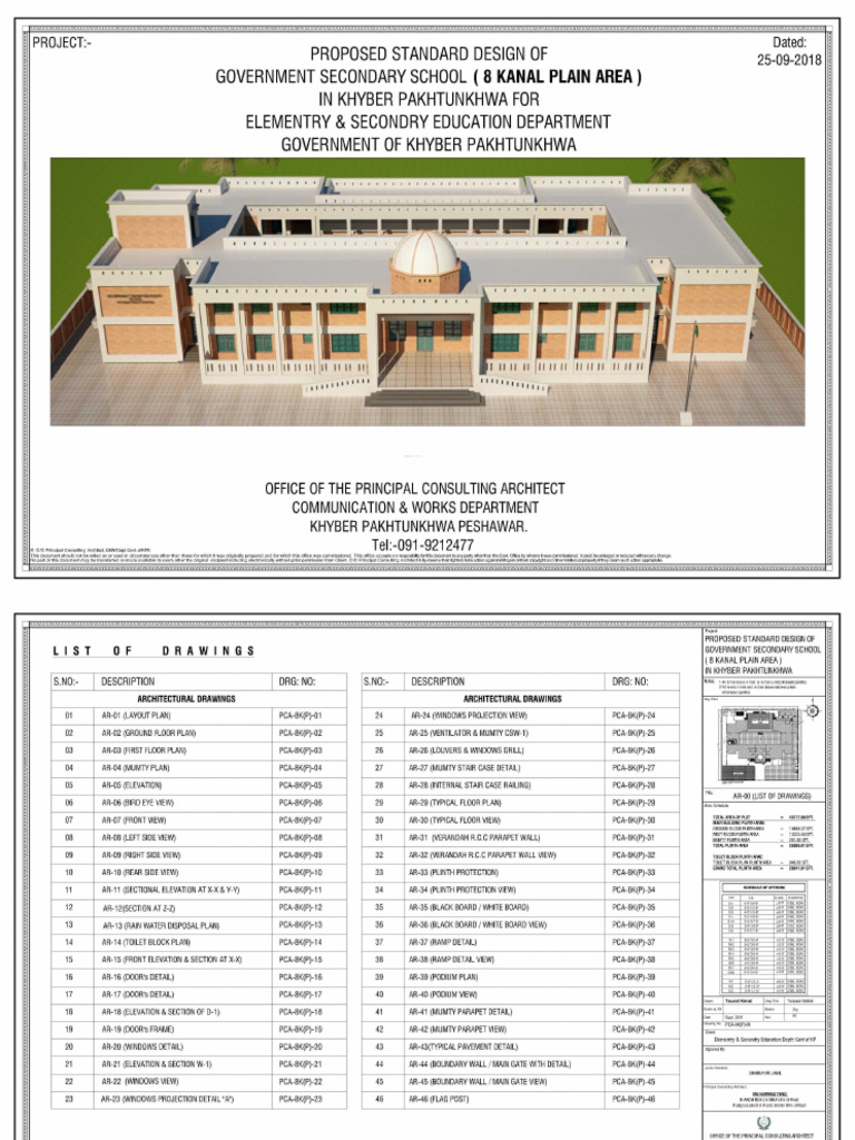 08 Kanal School Plain Area Architectural Drawings | PDF