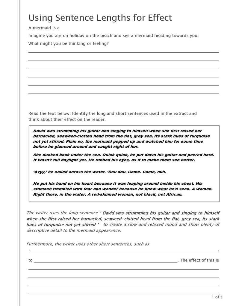t3 e 455 Using Sentence Lengths For Effect 1 Activity Sheet - Ver - 1 | PDF