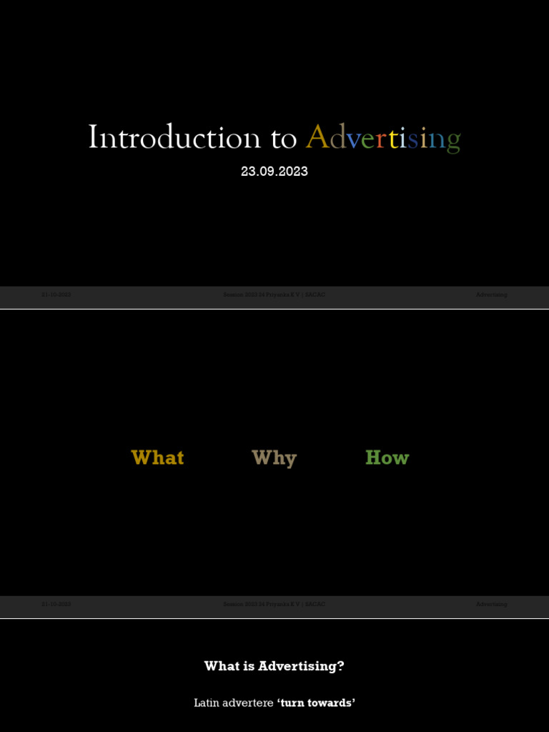 Introduction To Advertising - 23-09-23 | PDF | Marketing | Advertising
