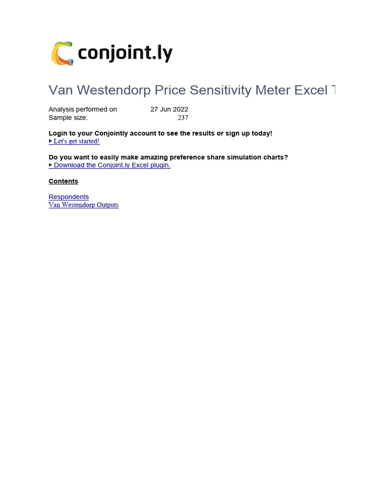 Van Westendorp Pricing Model Template | PDF | Dietary Supplements | Vitamin