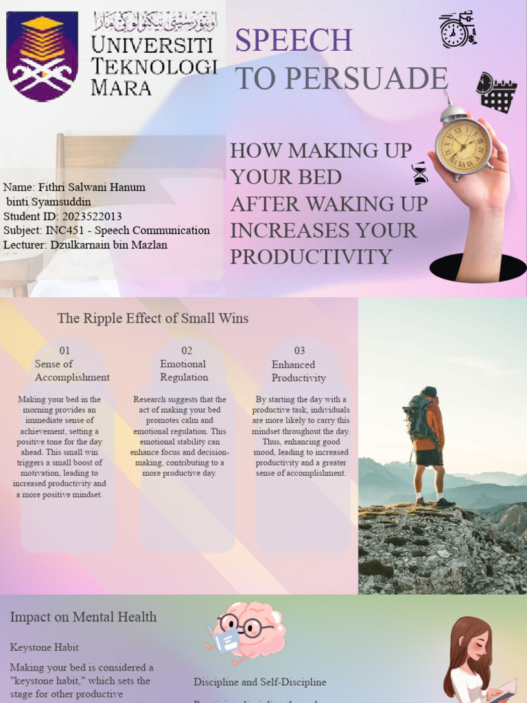 Speech To Persuade Habit Making Up Your Bed Pdf Disciplines Habits
