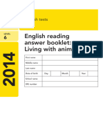 2014 Key Stage 2 Level 6 Answer Booklet English Reading Test National Curriculum Tests