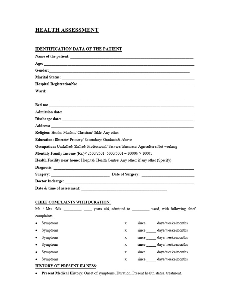 Comprehensive Patient Health Assessment | PDF | Surgery | Medicine