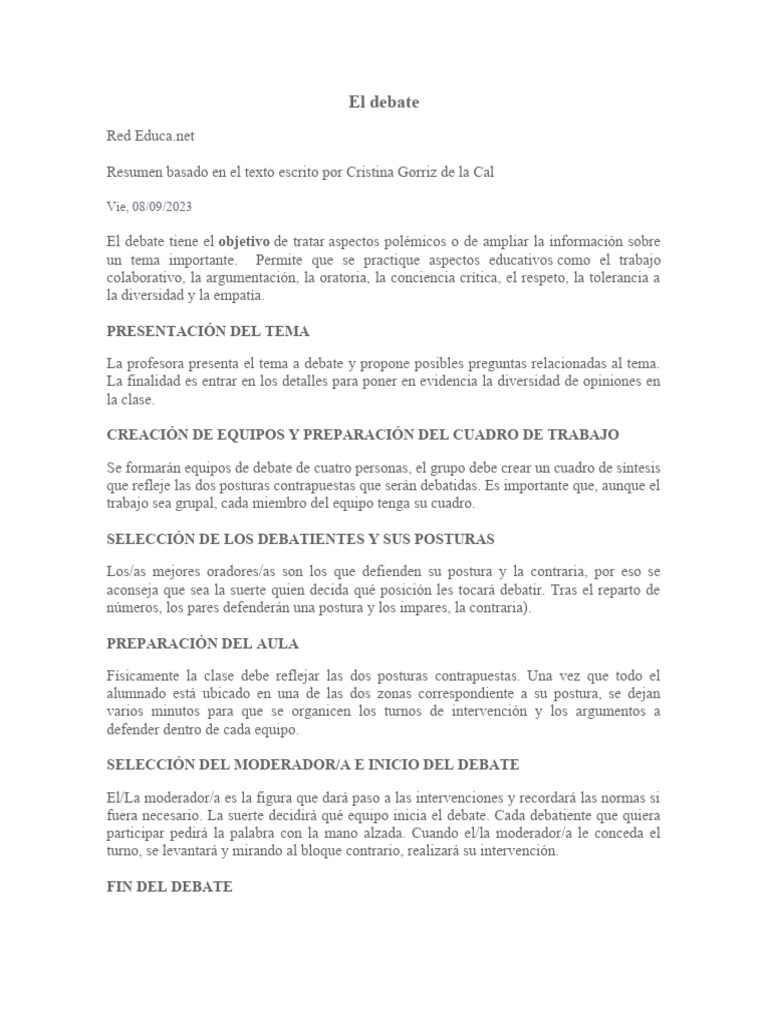 El Debate | PDF | Hablar en público