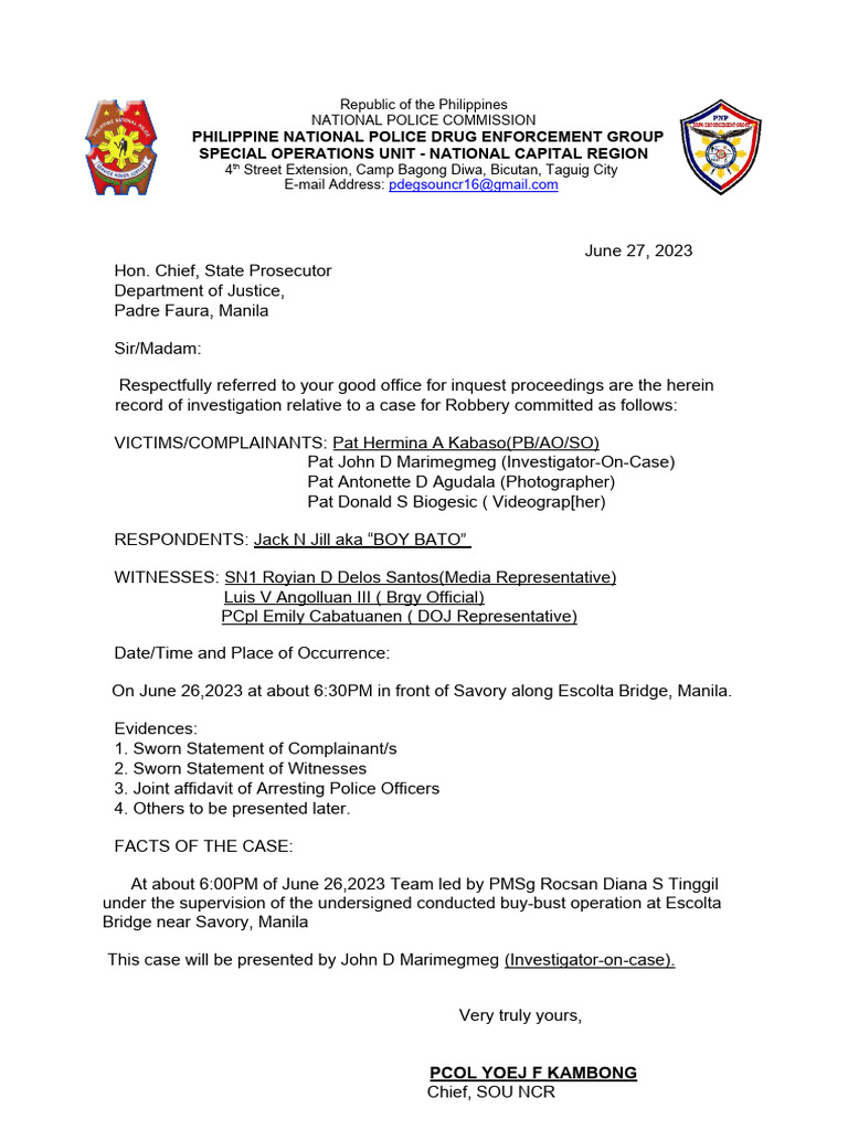 CASE FOLDER Sample | PDF | Affidavit | Metro Manila