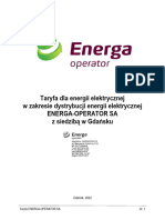 Taryfa Energa Operator Sa Na 2022 R