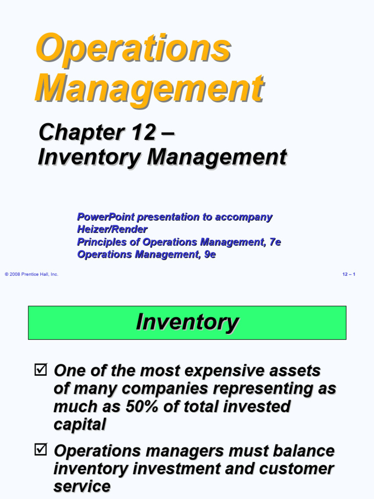 Inventory Management Overview | PDF | Logistics | Production And ...