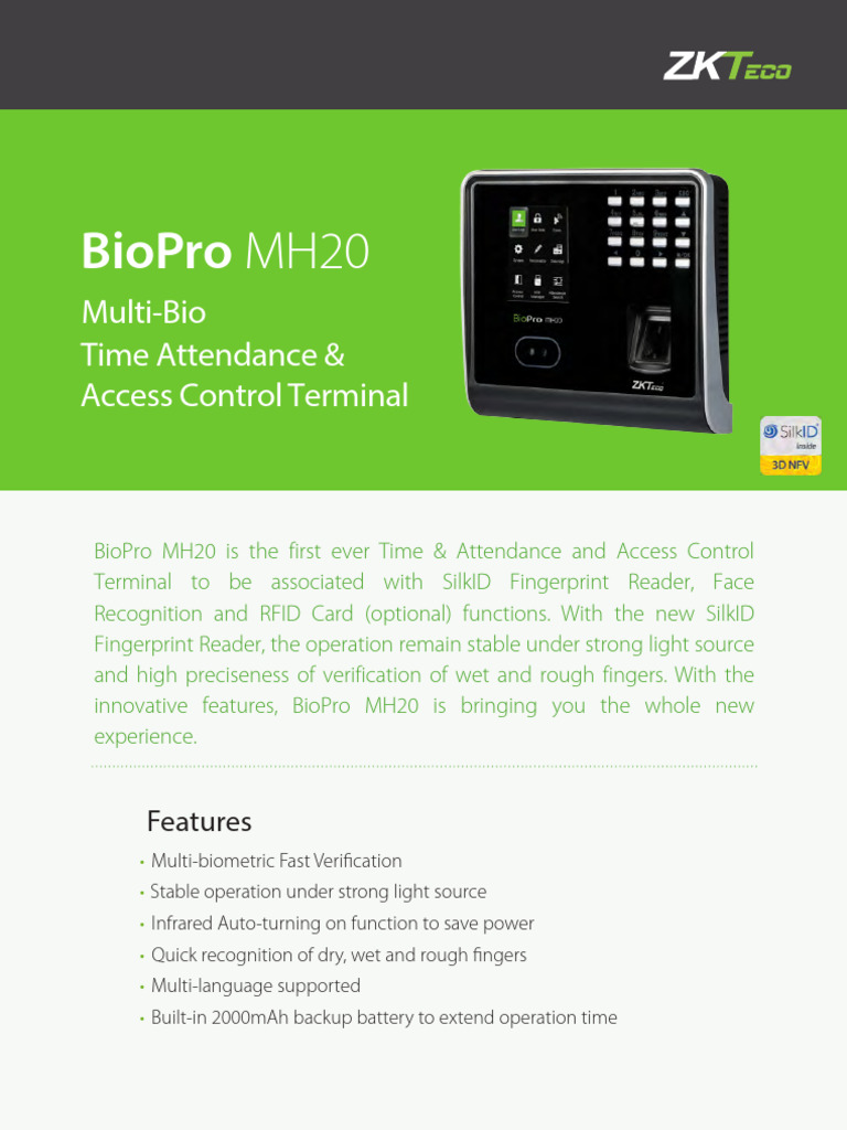 BioPro MH20 | PDF | Access Control | Computing