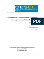 A Importância Das Fontes Alternativas e Renováveis Na Evolução Da Matriz Elétrica Brasileira