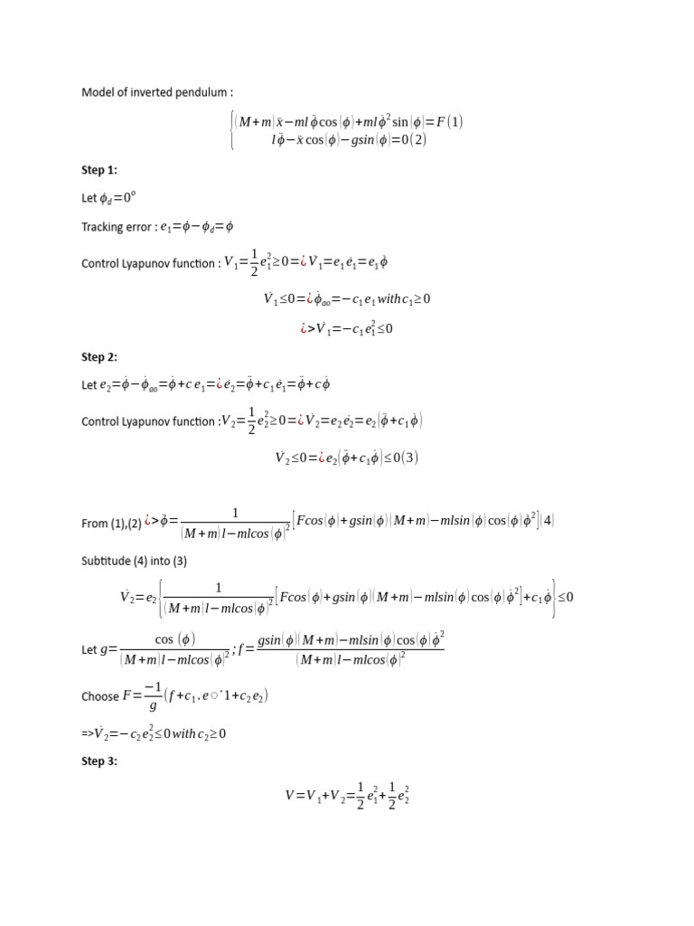 Inverted Pendulum Control Analysis | PDF | Control Theory | Applied ...