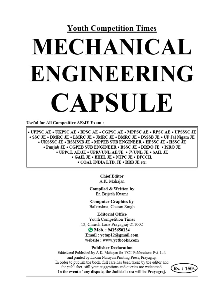Mechanical Engineering Revision Capsule | PDF