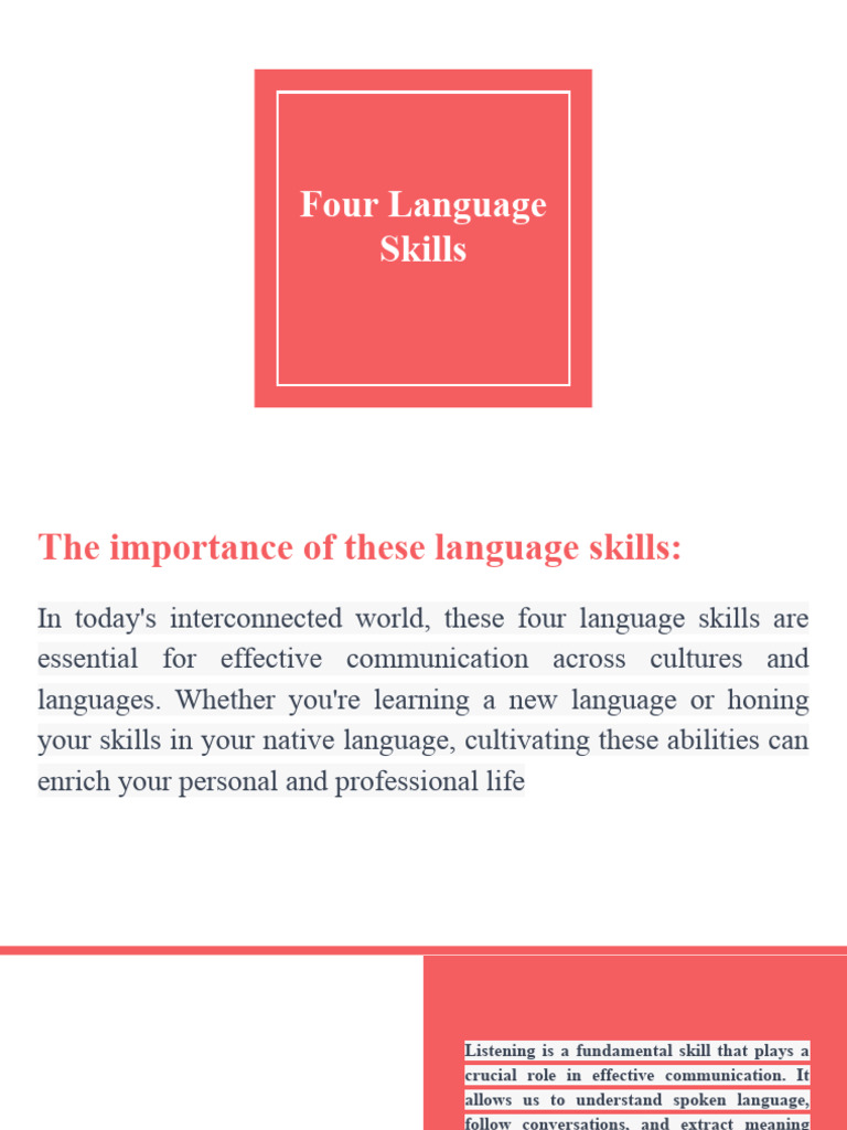 Importance Of Four Language Skills Pdf