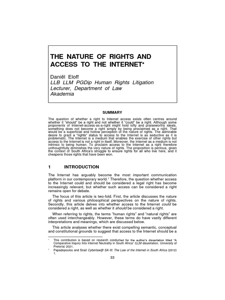 Nature of Rights & Internet Access Debate | PDF | Natural Law | Rights
