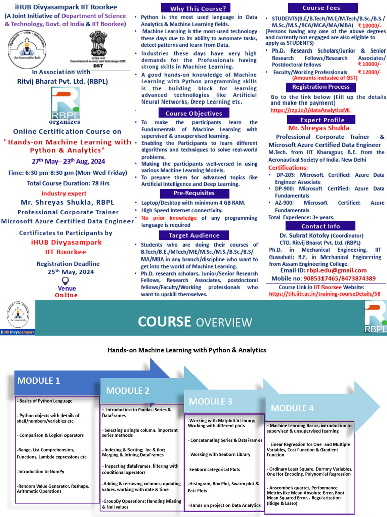 Course Flyer Course Overview and Sample Certificate of Hands On ML With ...