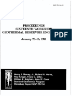 Proceedings Sixteenth Workshop Geothermal Reservoir Engineering Jeuiu Iy 23-25, I991