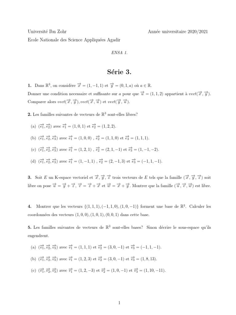 Analyse des vecteurs dans R3 et R4 | PDF | Espace vectoriel | Théorie ...