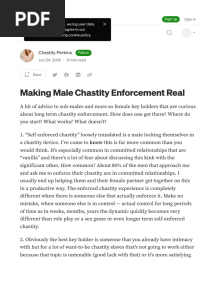 Making Male Chastity Enforcement Real - by Chastity Perkins - Medium