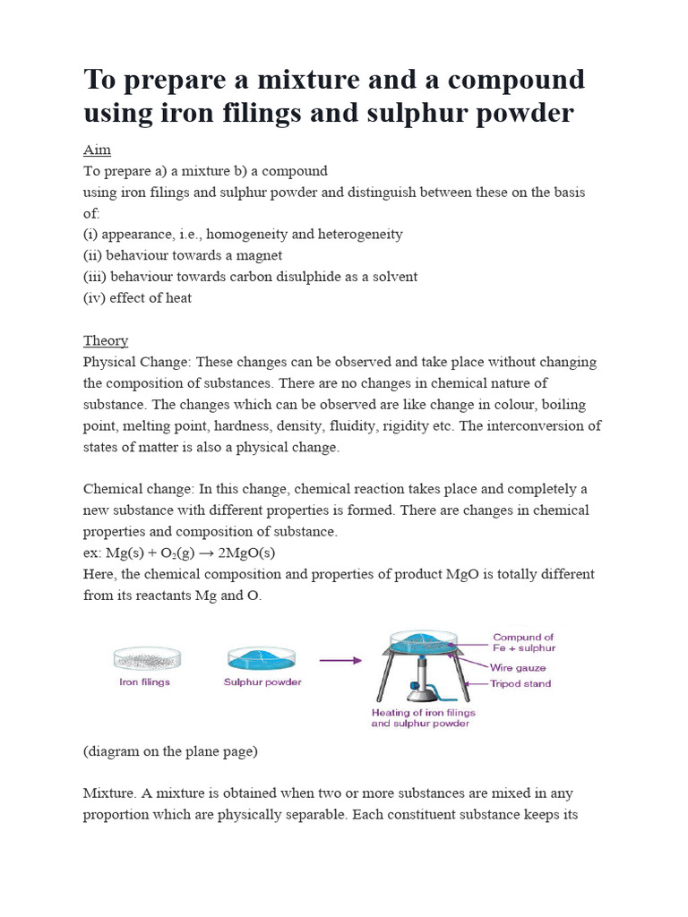 Expt 2 Element and Compounds | PDF | Chemical Substances | Mixture