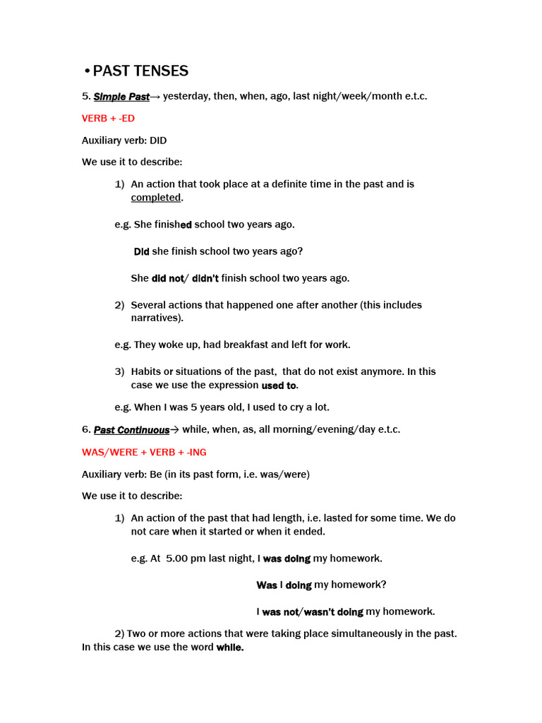 Past Tenses Grammar Guides - 49011 | PDF | Perfect (Grammar) | Languages
