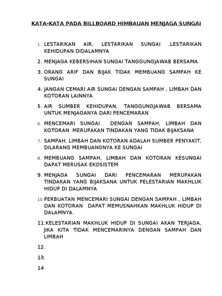 Himbauan Menjaga Sungai Himbauan Menjaga Sungai