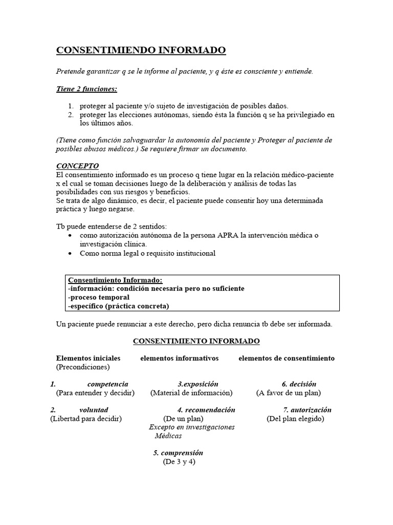 Consentimiento Informado en Medicina | PDF | Consentimiento informado ...